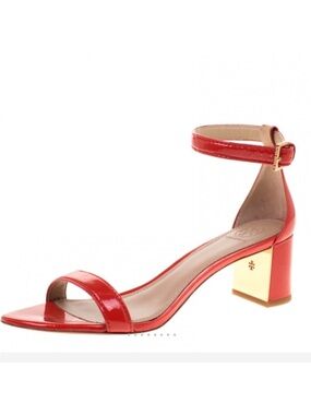 TORY BURCH CECILE sandals City Pepper Red Patent Leather block Heels size 8.5M